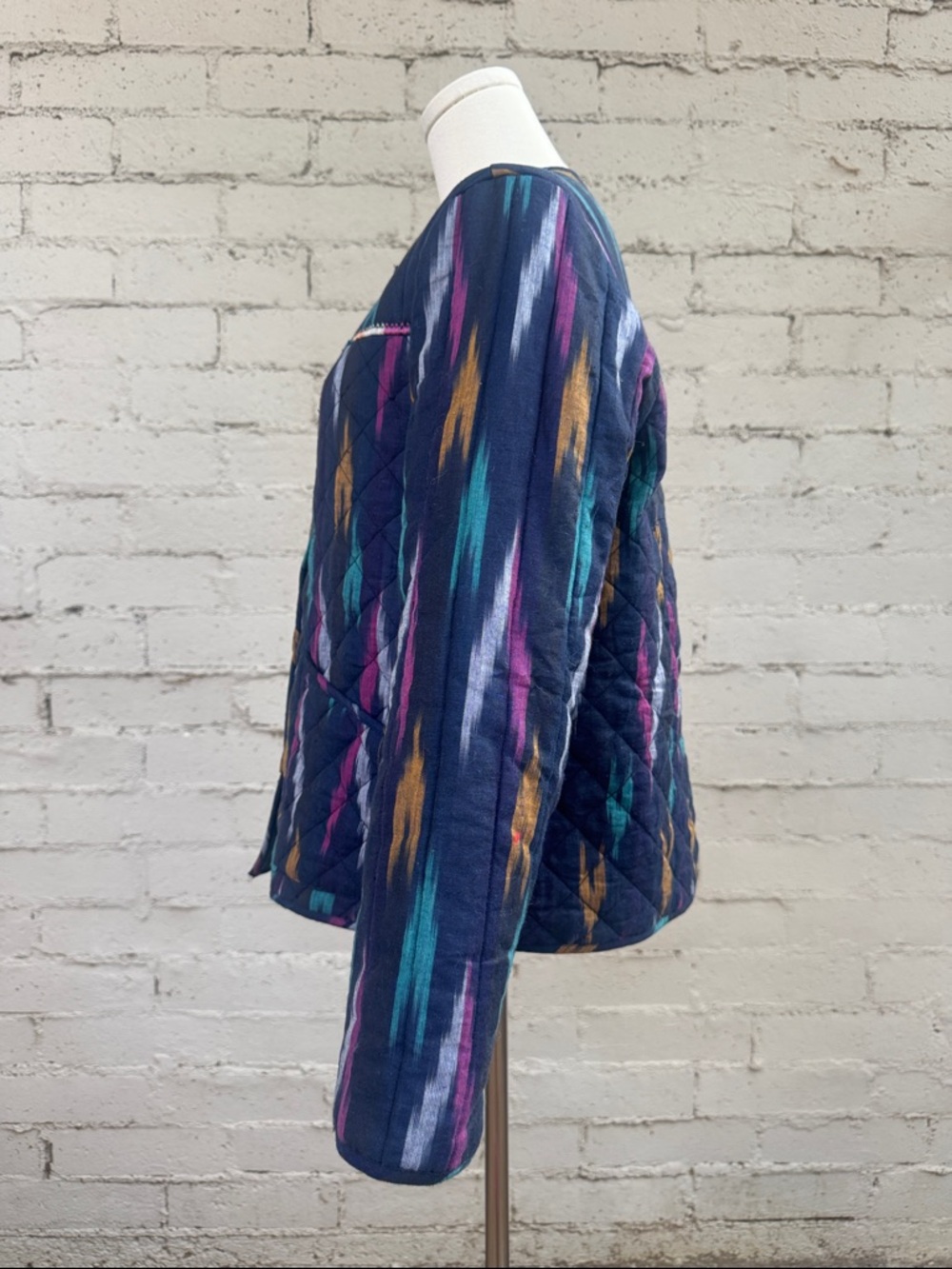 Roller Rabbit Multicolor Cotton Ikat Button Front Quilted Jacket Size S - Picture 5 of 12